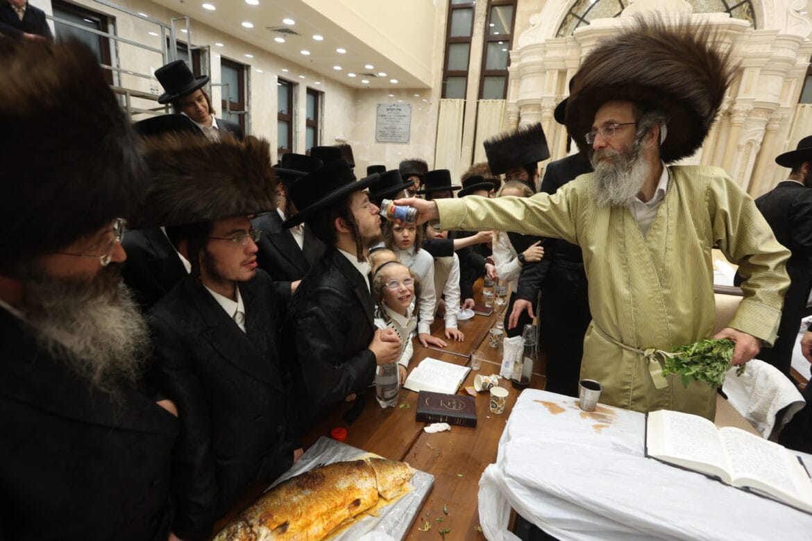 מוצאי שבת עם הרה"צ רבי אלימלך בידרמן בבית שמש. צילום: יעקב לדרמן